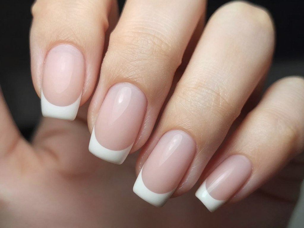 Matte finish french tip nails
