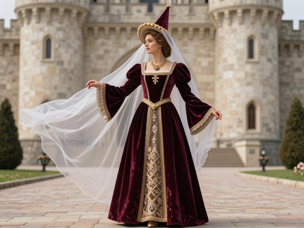 Medieval princess costume with elegant gown