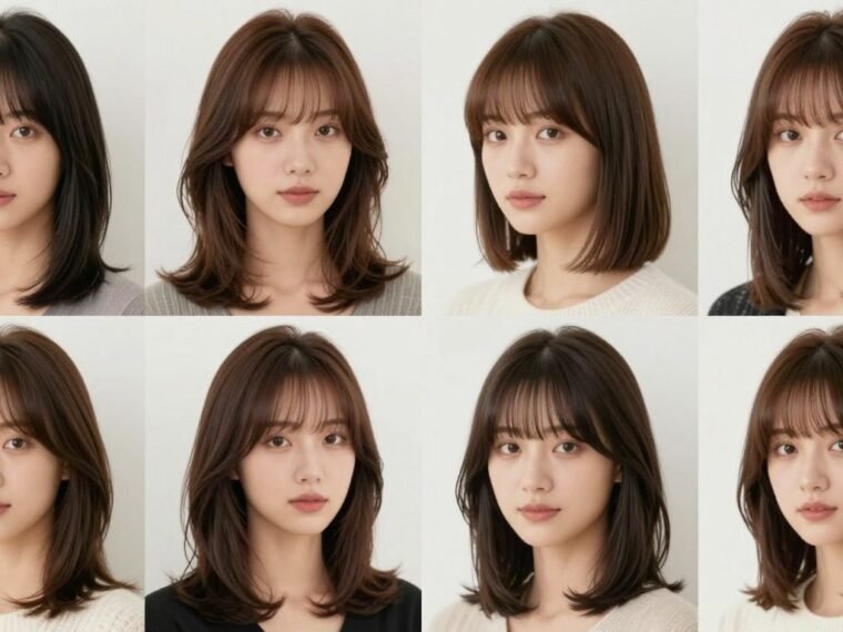 Medium length hairstyles with bangs showcasing diverse trendy cuts for all ages