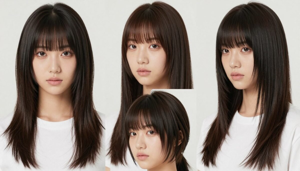 Medium shag showing multiple bang style variations