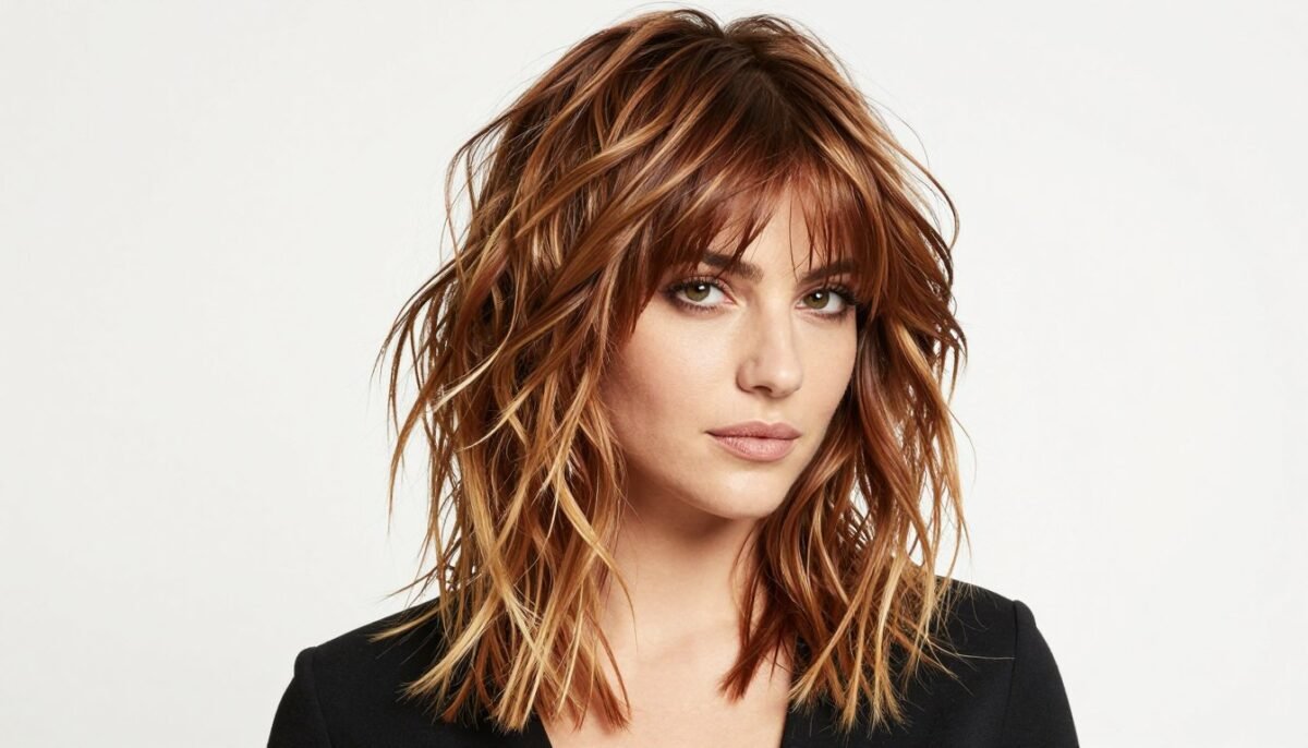 Medium shag with multi-dimensional balayage color