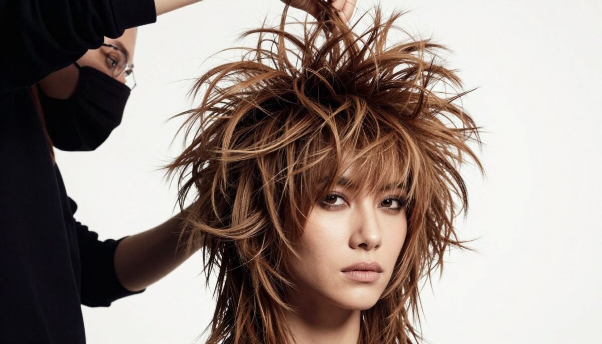 Medium shag with voluminous crown and dramatic height