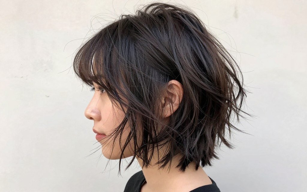 Messy choppy bob with tousled texture creating effortless casual style