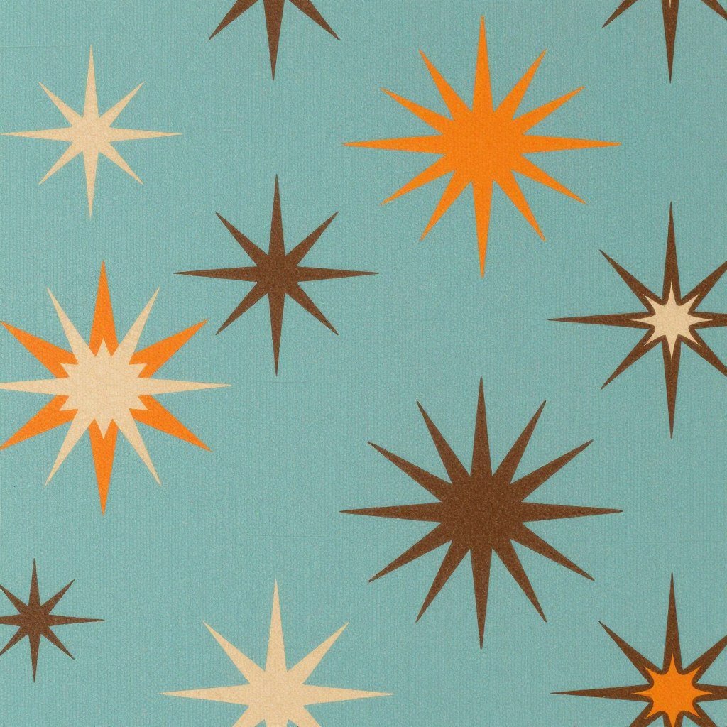 Mid-century modern atomic starburst wallpaper pattern