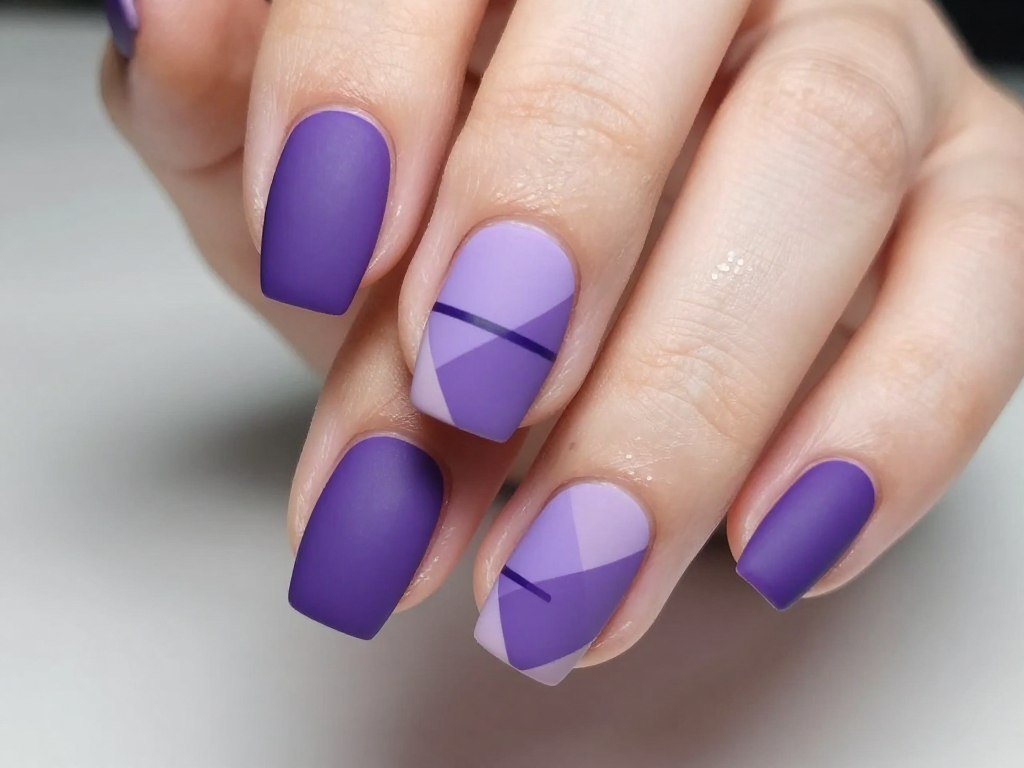 Modern color block design in multiple purple shades