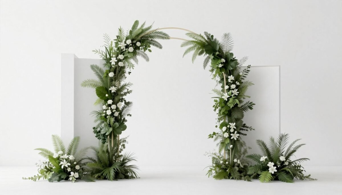 Modern minimalist wedding ceremony backdrop