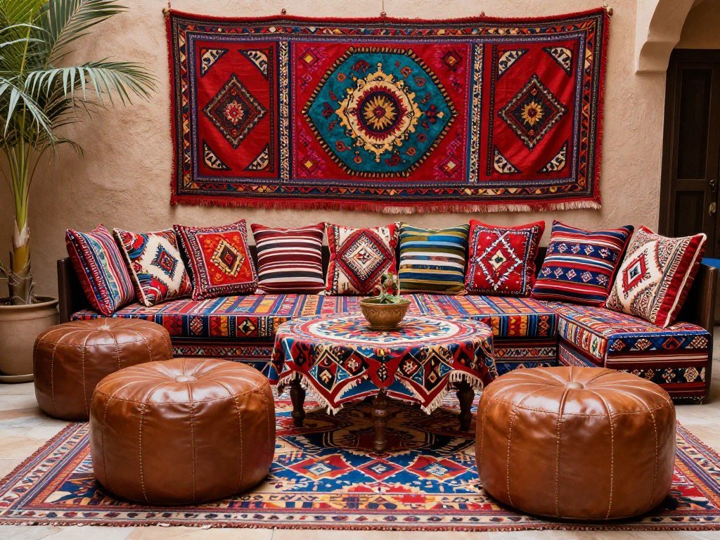 Moroccan poufs and low seating