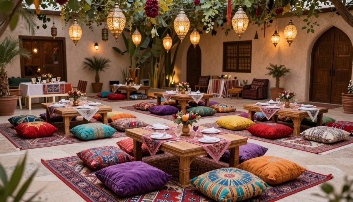 Moroccan wedding reception setup