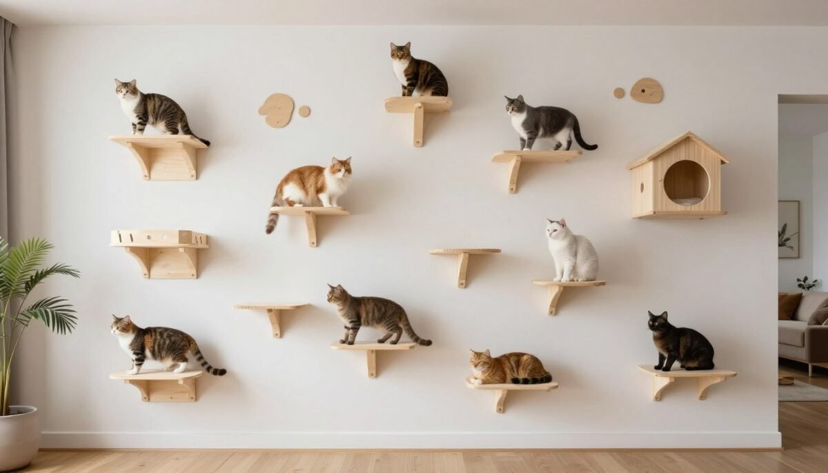 Multi-cat household jungle gym with multiple routes and rest areas Multi-cat household jungle gym with multiple routes and rest areas