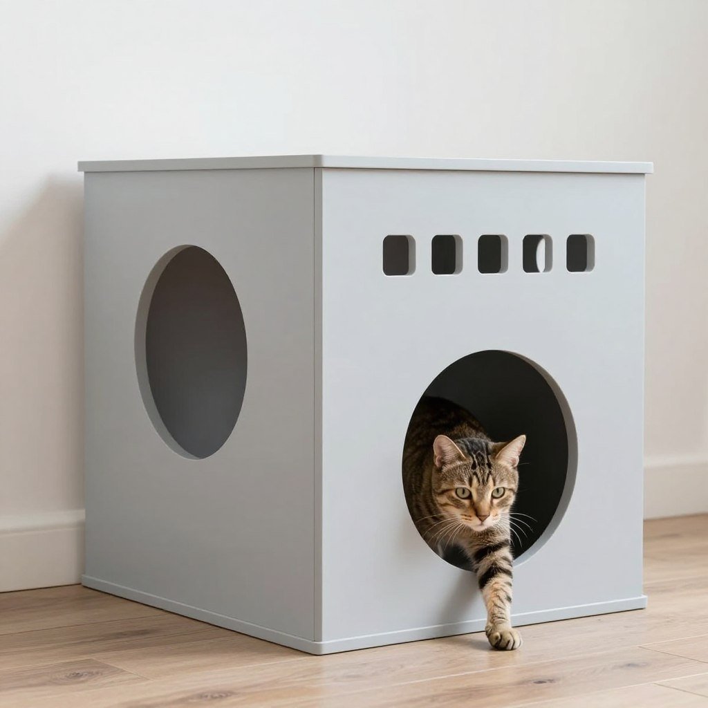 Multi-entrance cube cat shelter with windows