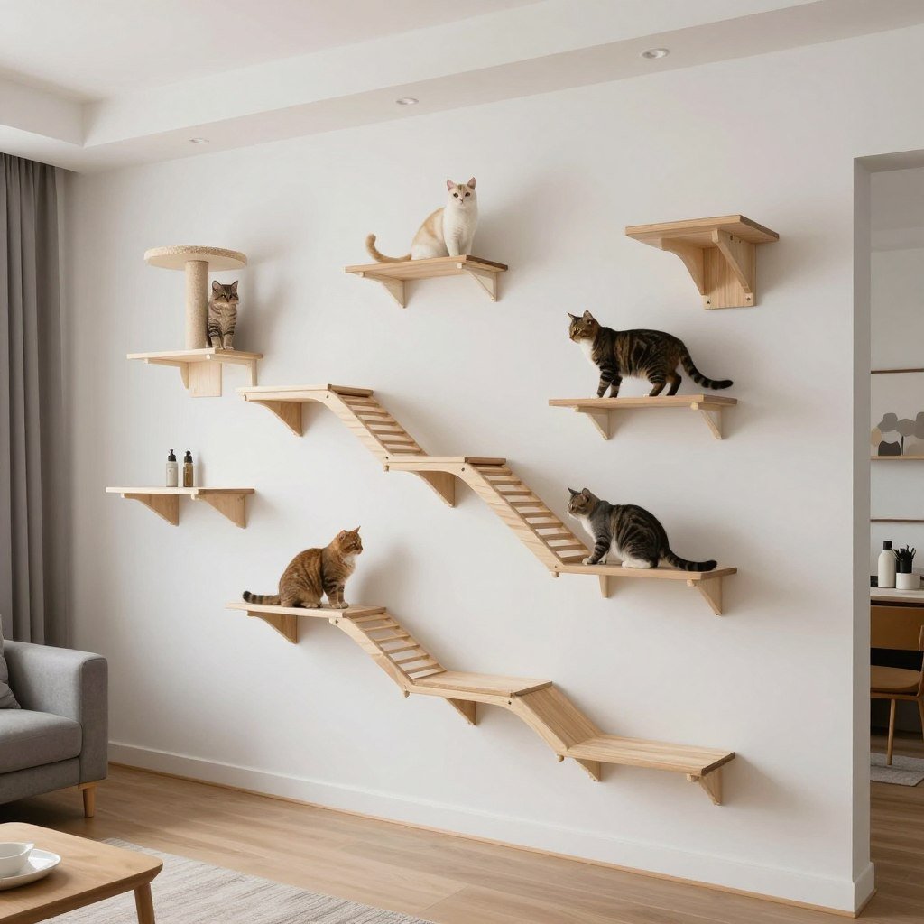 Multi-level cat walkway system with connected bridges