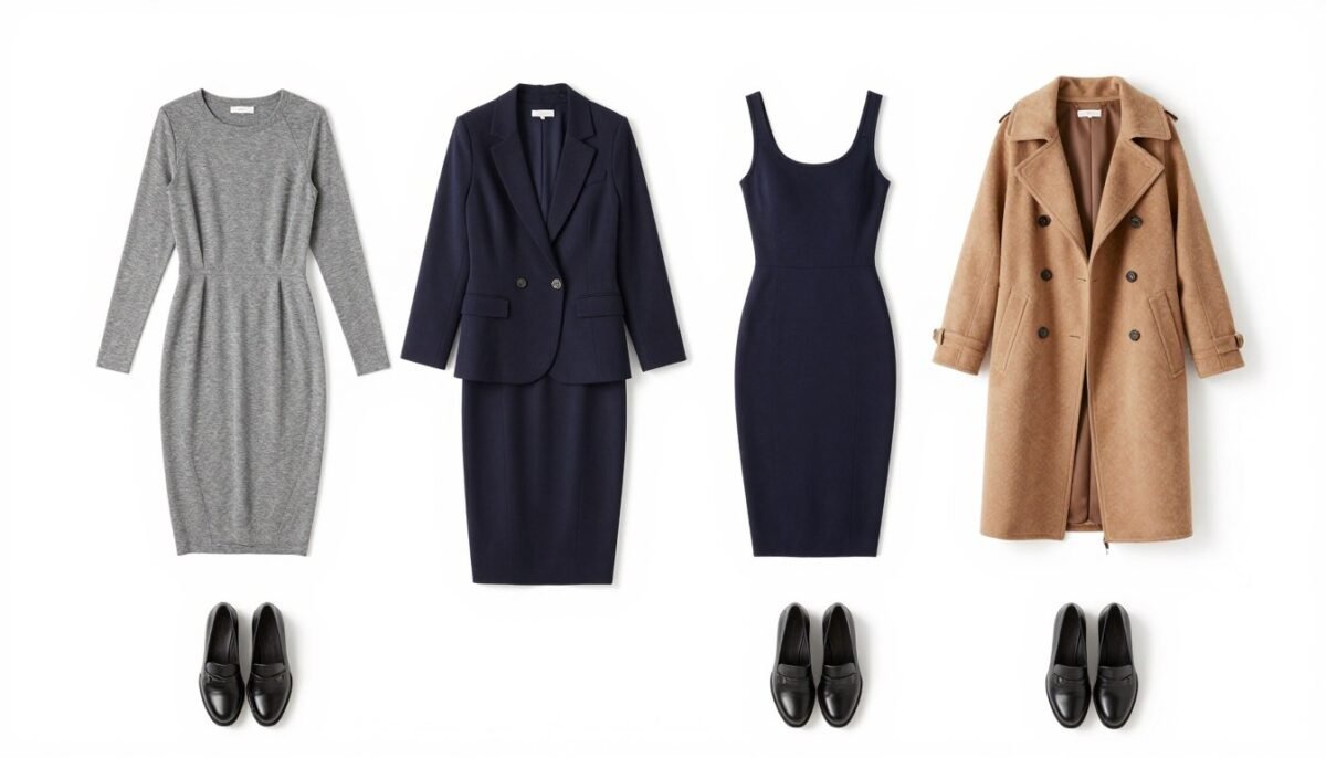 Multiple bodycon dress outfits arranged for different occasions