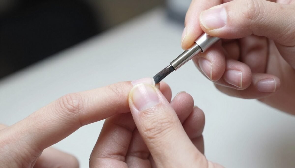 Nail tip capping technique demonstration for durable 4th of July gel manicure