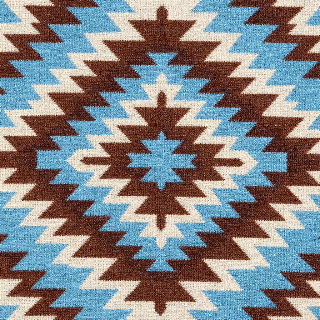 Native American pattern textile in blue and brown
