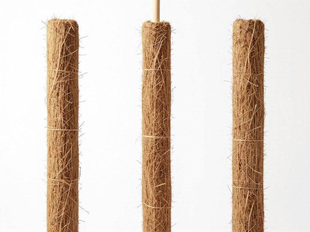 Natural moss pole support for climbing pothos plants