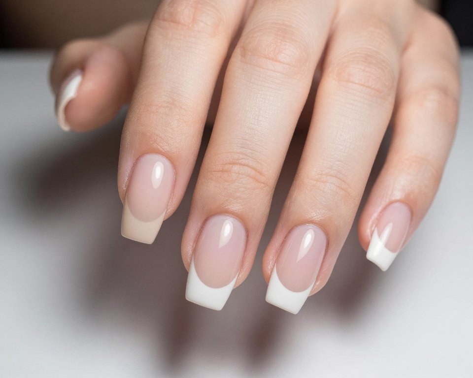 Negative space french tip nail design