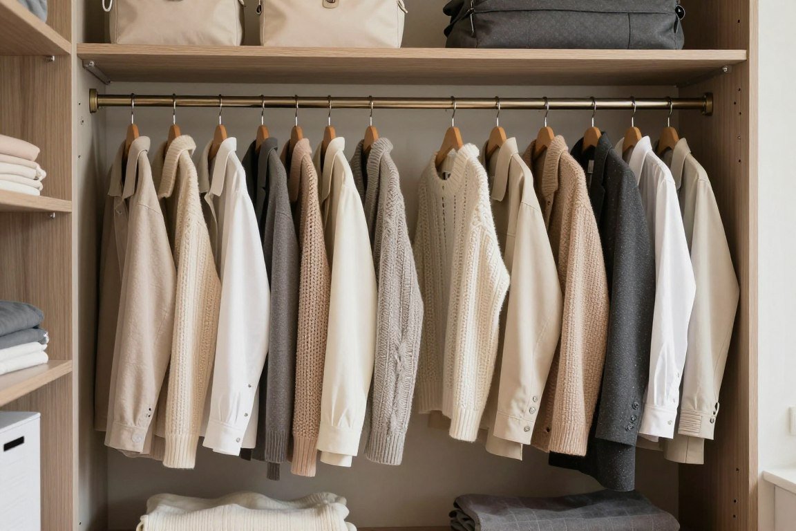 Organized closet showing well-curated wardrobe