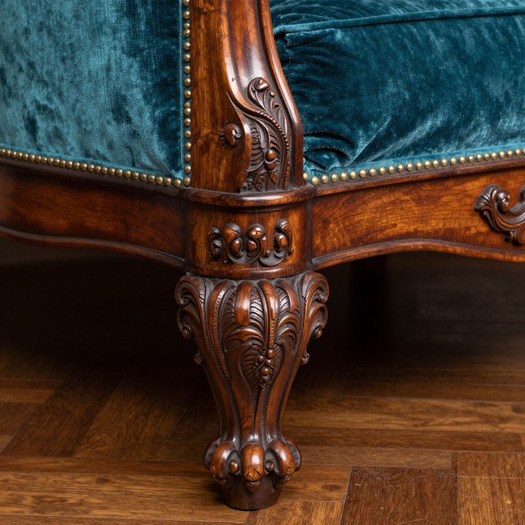 Ornate carved wood furniture detail
