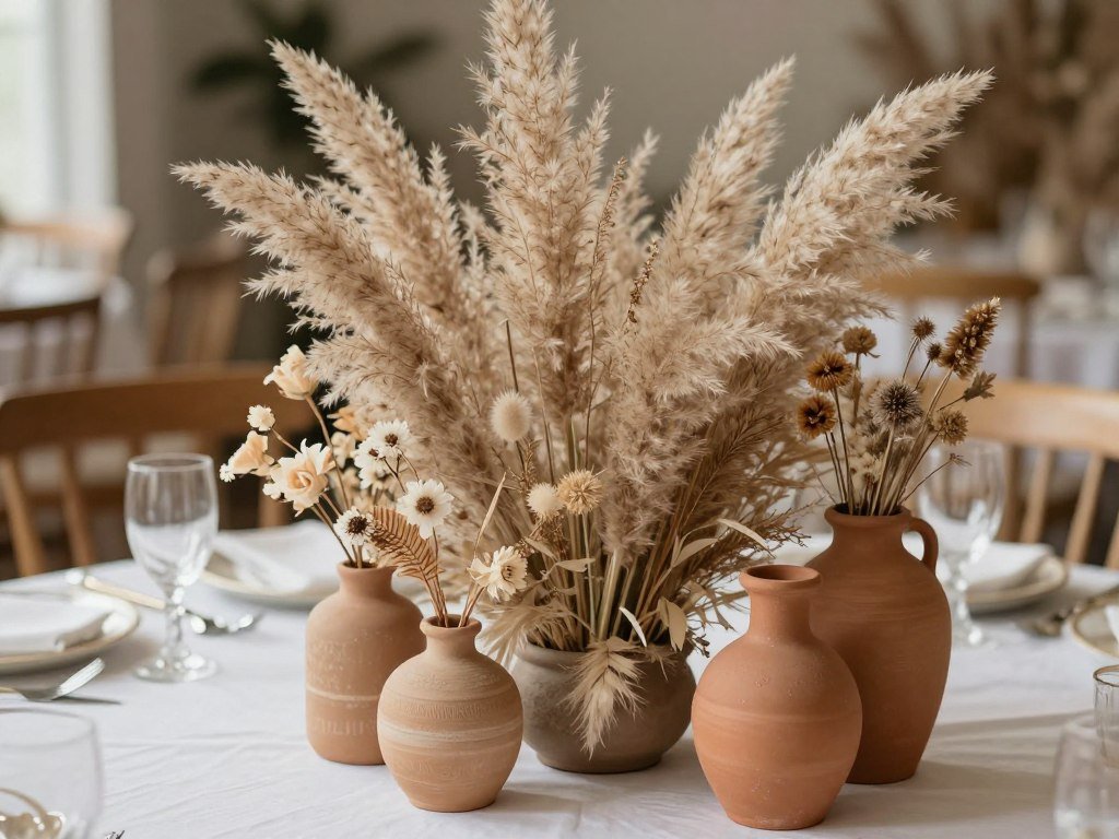 Pampas grass wedding centerpiece