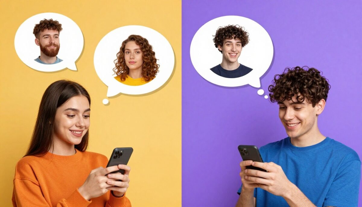 People acting out creative scenarios through text message role-play People acting out creative scenarios through text message role-play