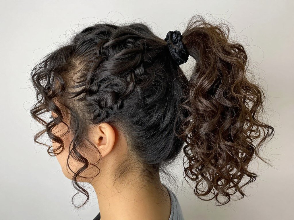Pineapple method for preserving curls overnight