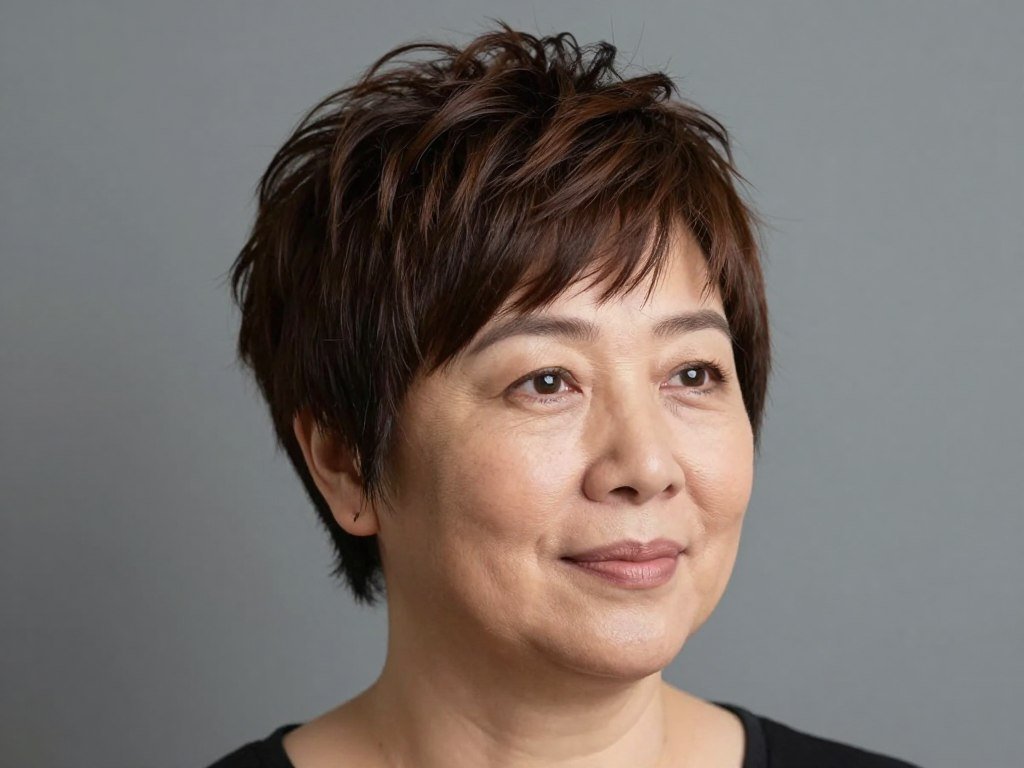 Pixie cut designed for round face shape