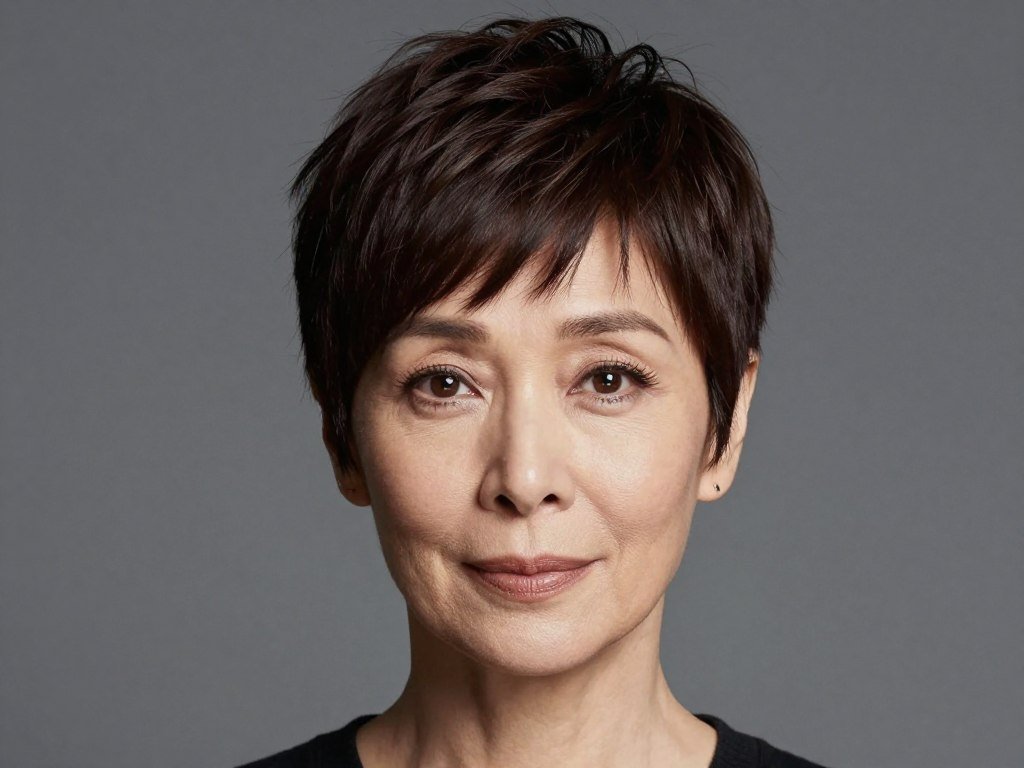 Pixie cut with side-swept bangs