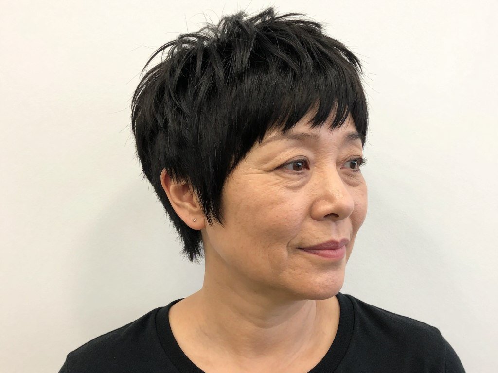 Pixie with choppy textured fringe