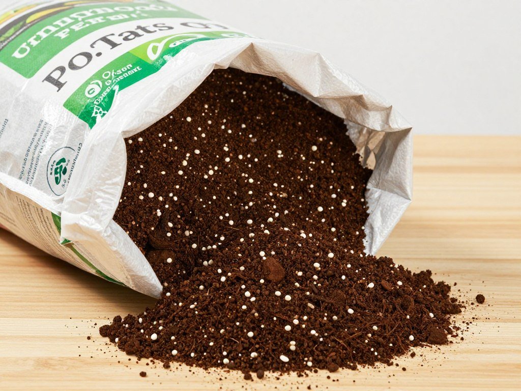 Premium organic potting mix soil in bag for pothos plants