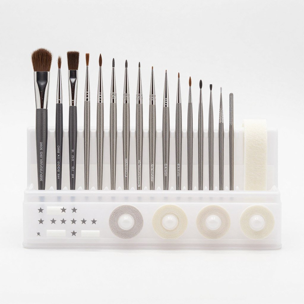 Professional nail art tool set with brushes dotting tools and design accessories