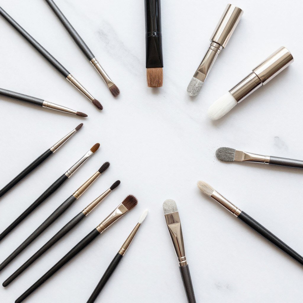 Professional nail art tools and brushes for French tip application