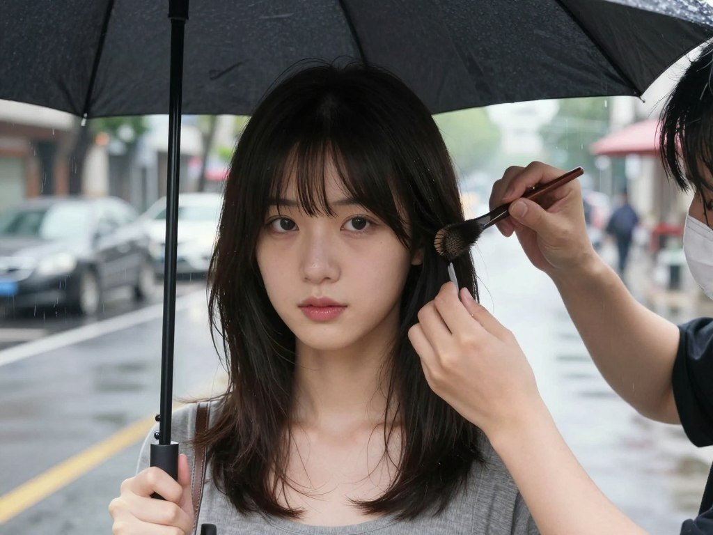 Rain-resistant bang styling technique