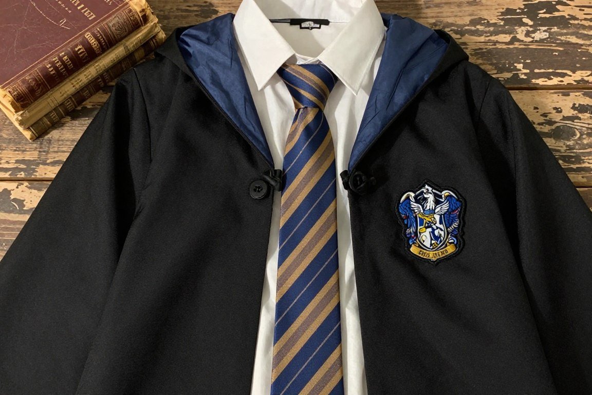 Ravenclaw student DIY costume with blue tie