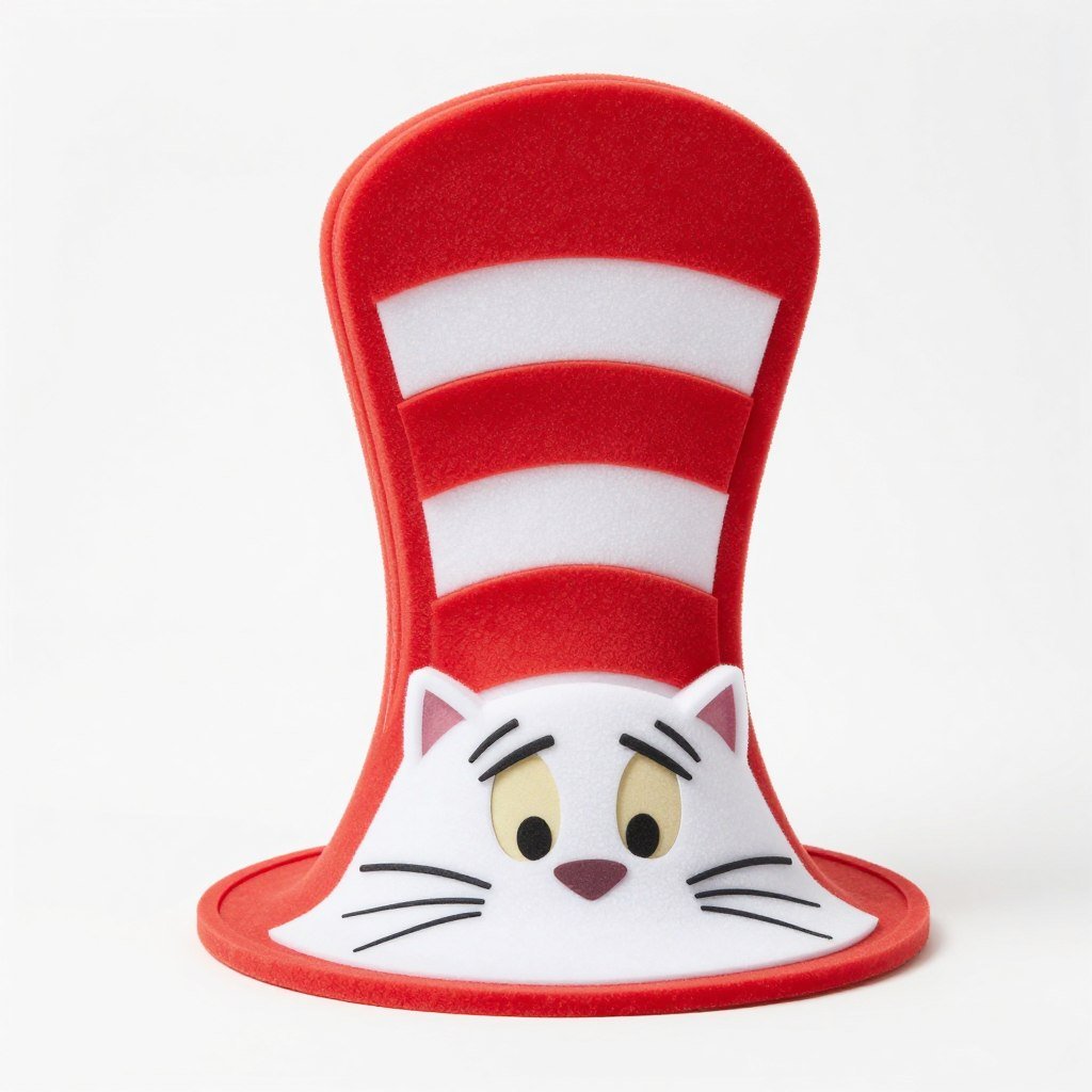 Red and white striped tall hat for Cat in the Hat costume