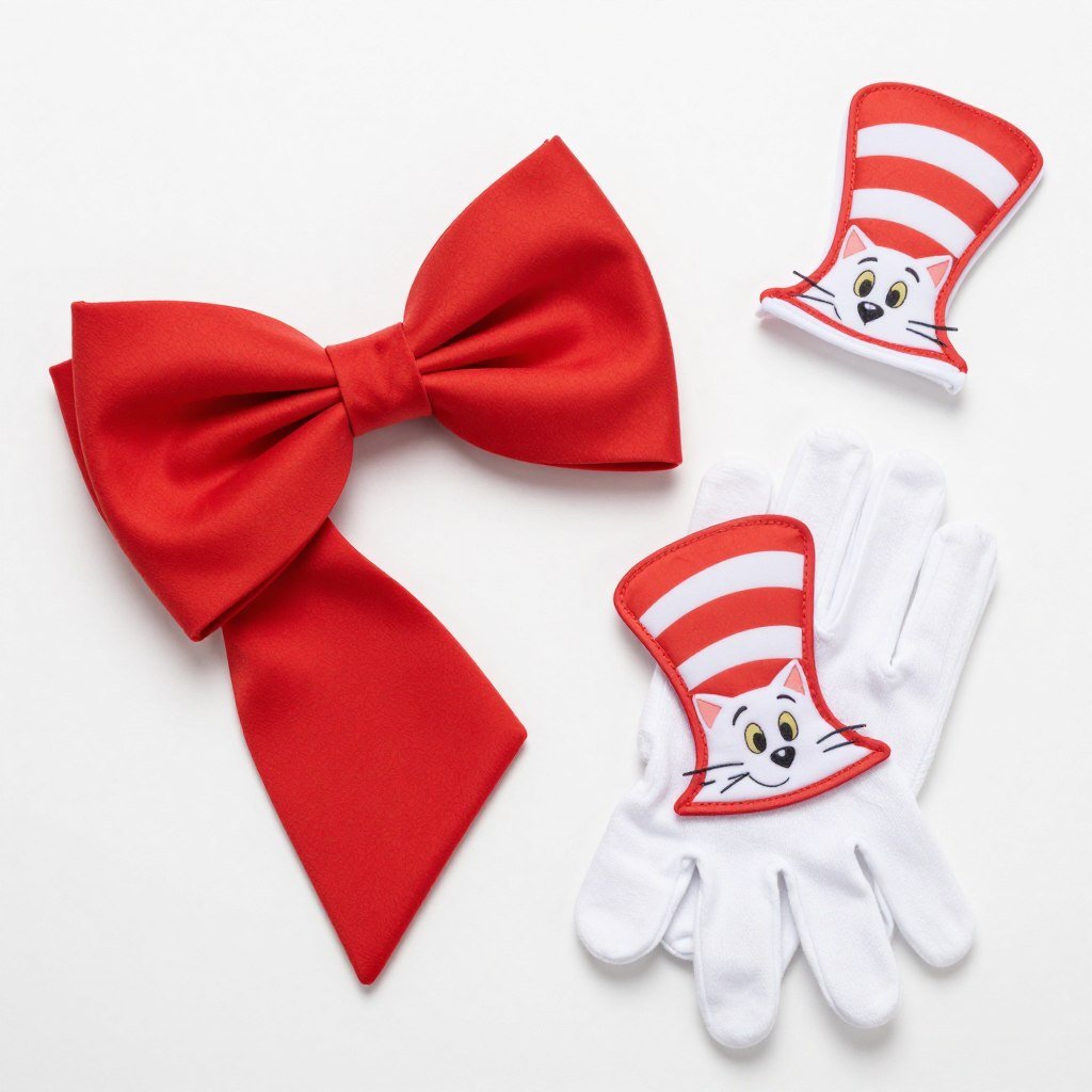 Red bow tie and white gloves costume accessories