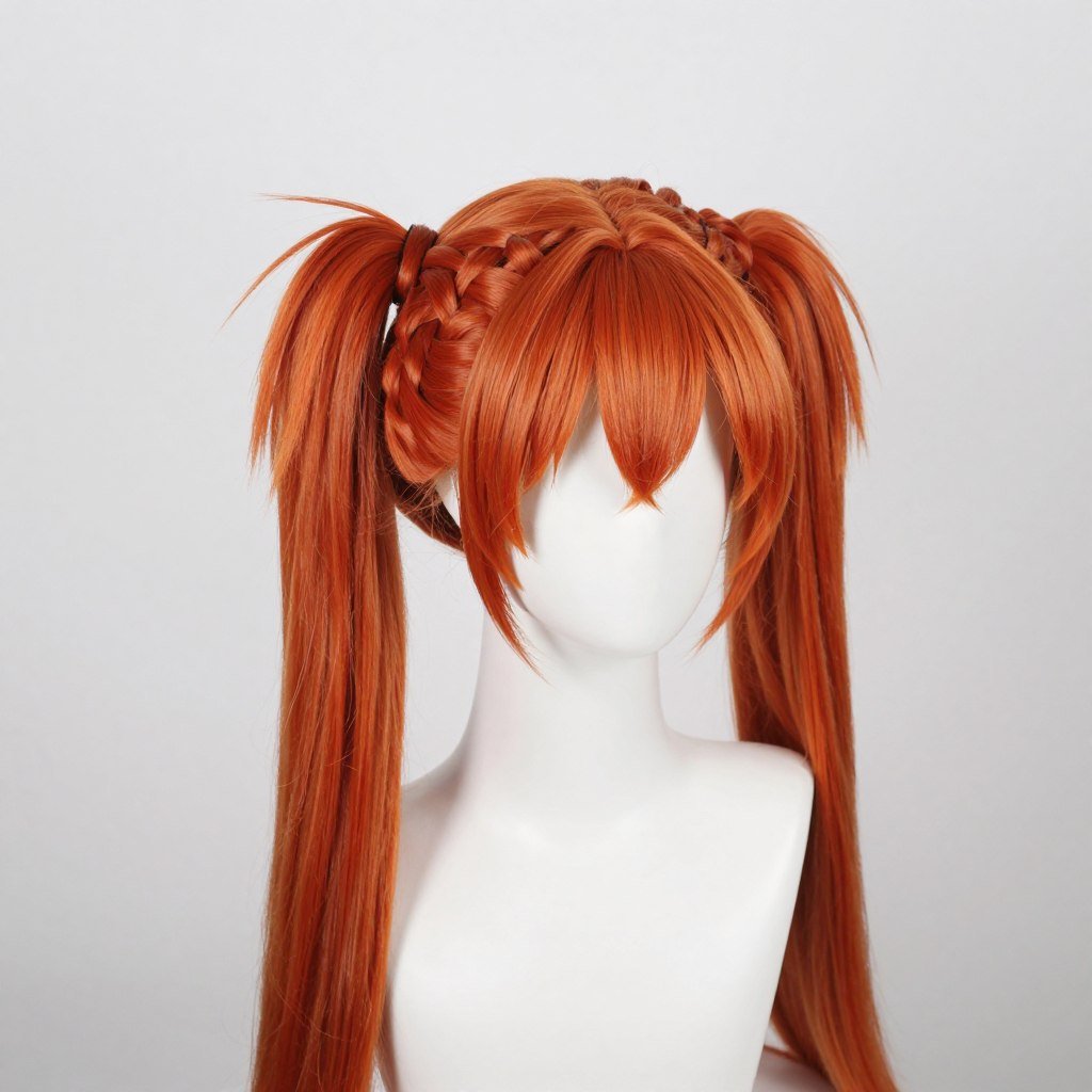 Red braided pigtail wig