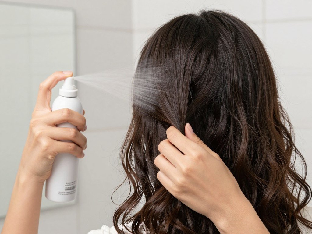 Refreshing curls with water spray bottle