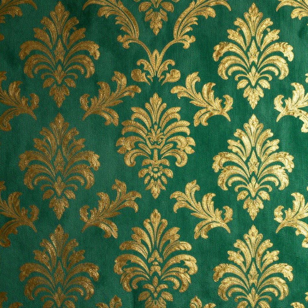 Rich emerald green damask wallpaper pattern