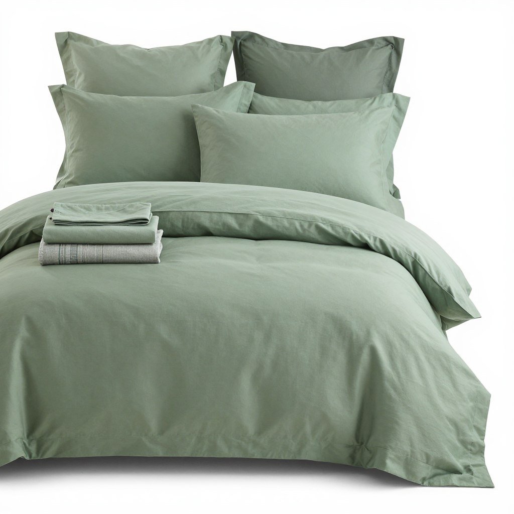 Sage green bedding collection display