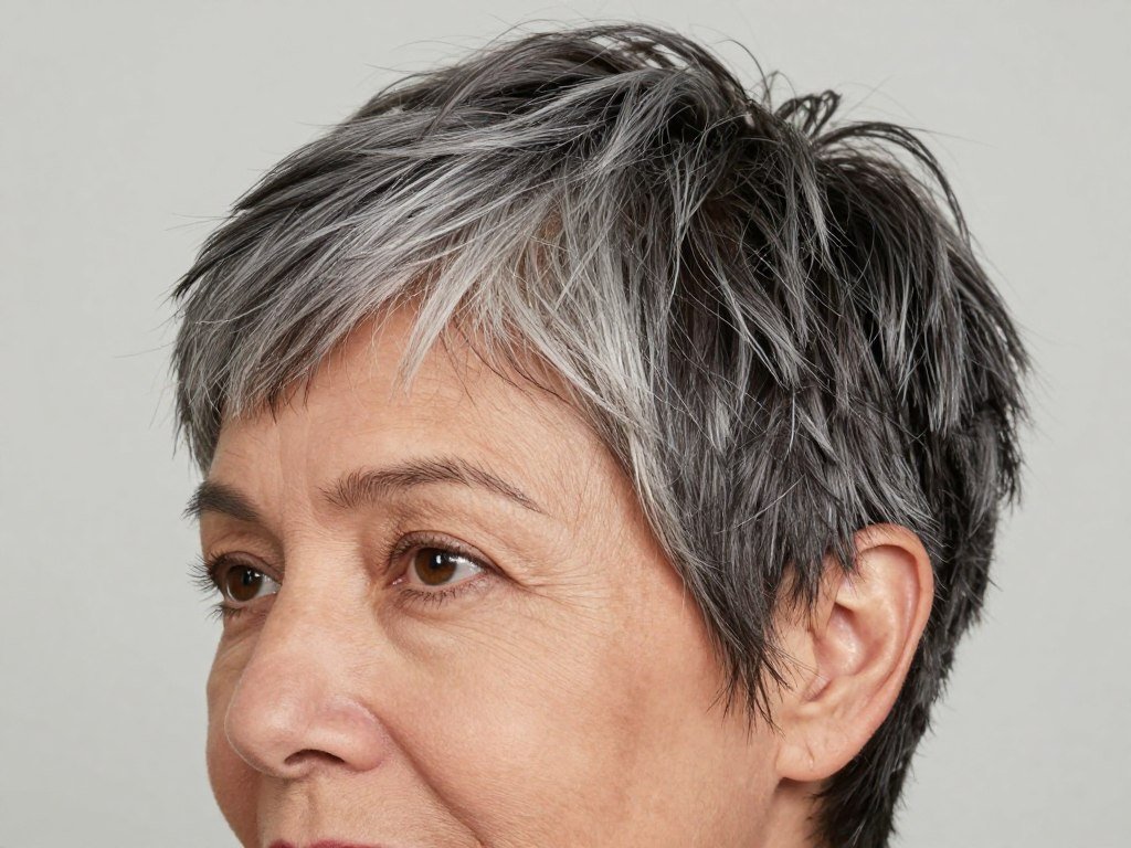 Salt and pepper pixie hairstyle