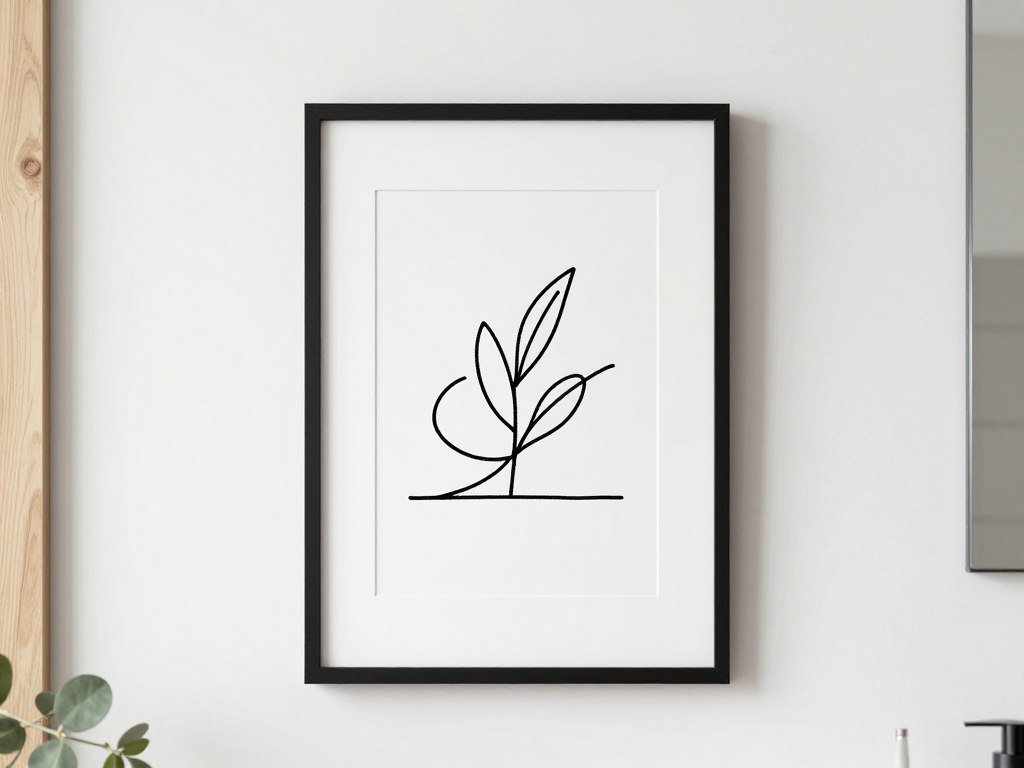 Scandinavian minimalist art in bright bathroom