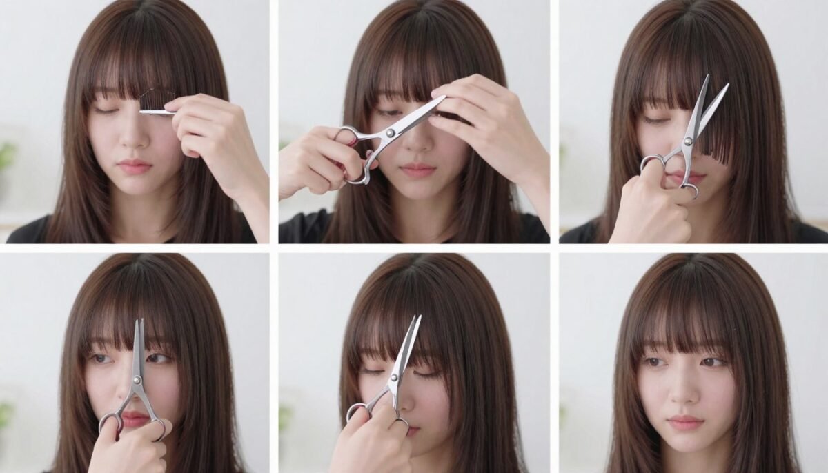 Self-trimming bangs technique demonstration