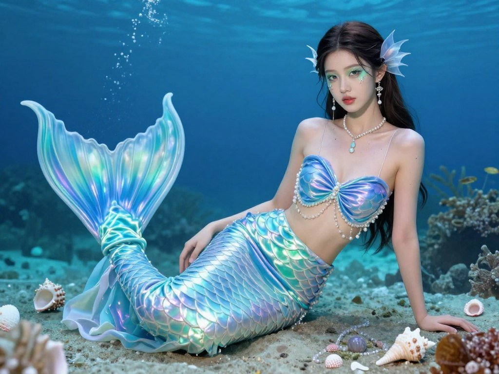 Shimmering mermaid costume with scale details