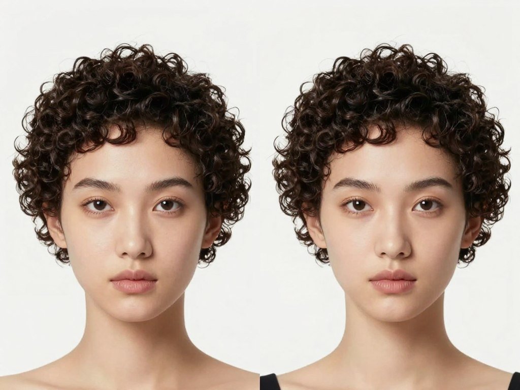 Short curly hairstyle complementing diamond face shape