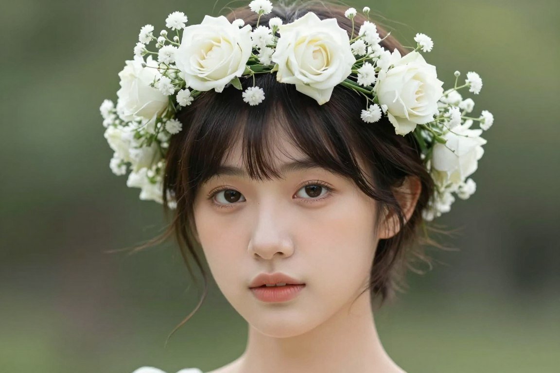 Short hair with delicate flower crown prom style