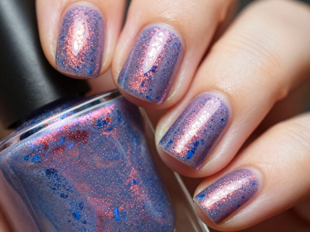 Short nails with textured sand or sugar effect polish
