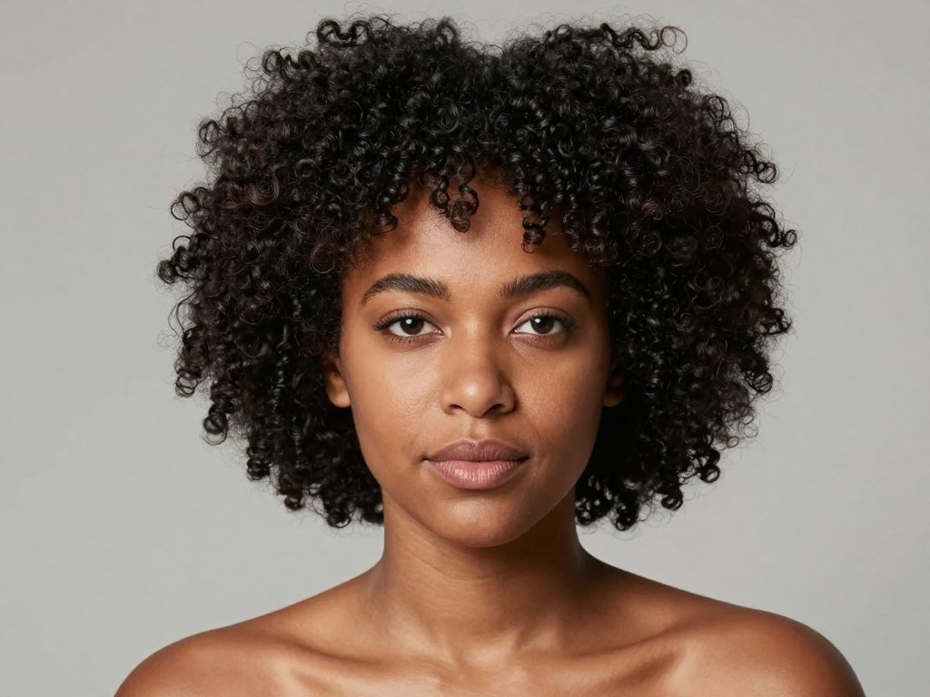 Short natural afro hairstyle with tight coils