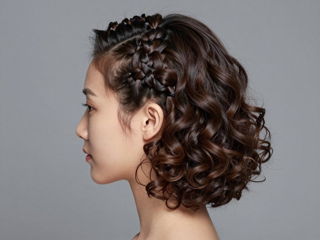 Short natural hair with flat twist detail at front