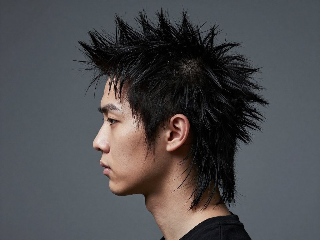 Side view of punk-inspired shag showing asymmetry and edge