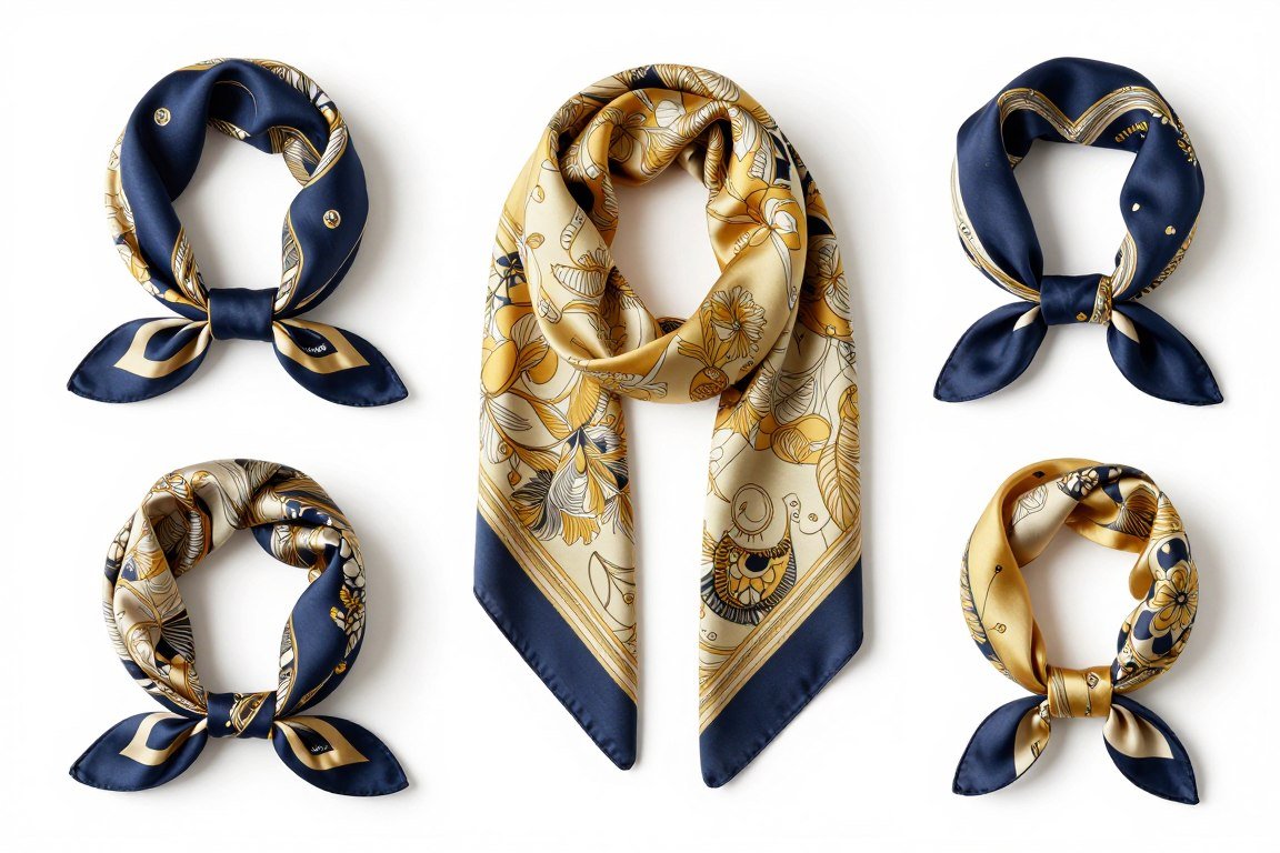 Silk scarf styled multiple ways demonstration